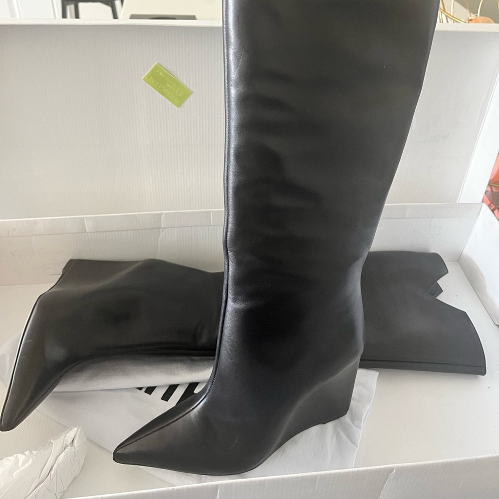 Wedge heel knee high boots